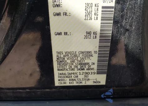 2015 Nissan Altima 2.5 Sl из США, поврежденный, VIN 1N4AL3AP4FC129039